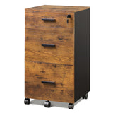 3 Drawer Rolling File Cabinet with Lock, Wood Filing Cabinet fits Letter