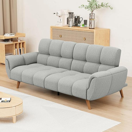 Futon Sofa Bed, Convertible 76.77" Modern Linen Futon Couch, Comfy Sleeper Sofa