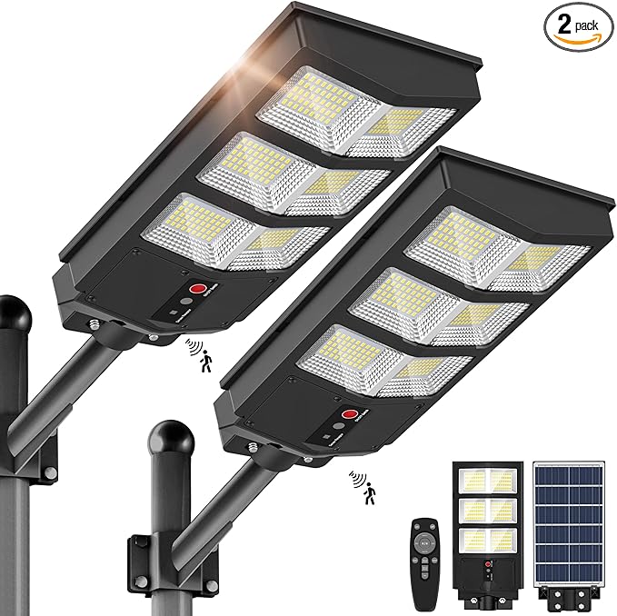 Solar Lights Outdoor - Wide Angle 6500K Solar Street Lights Outdoor Motion Sensor