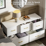 5 Drawers Dresser for Bedroom, White Dresser with Fabric Drawers, Chest of Drawers