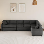 125" Pull Out Sleeper Sofa Bed with 2 Back Pillows,Oversized L-Shaped Sectional