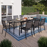 Patio Dining Set 9 Piece Metal Outdoor Expandable Dining Table Furniture Set