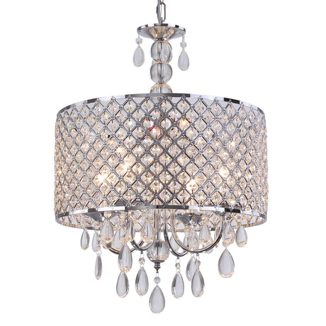 Modern Crystal Chandeliers for Dining Room,Glam Chrome Chandelier 4 Lights for Kitchen