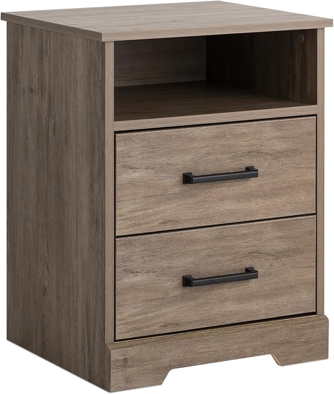 Fremont 2 Drawer Nightstand: Elegant Bedroom Furniture, Bedside Table with Open Shelf