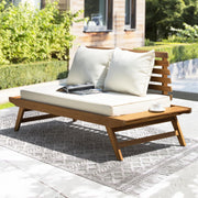 Lucille 800lbs Capacity Acacia Patio Loveseat, FSC Certified 2 Seater Outdoor Sofa