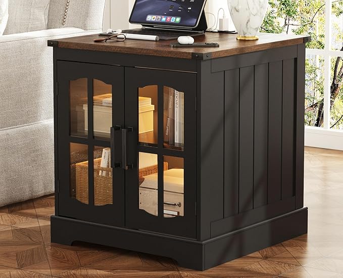 Farmhouse End Table, 24" Large Sofa Side Table