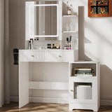 Makeup Vanity Desk with Mirror and Light, LED Makeup Vanity Table with Charging Station