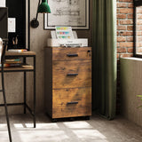 3 Drawer Rolling File Cabinet with Lock, Wood Filing Cabinet fits Letter