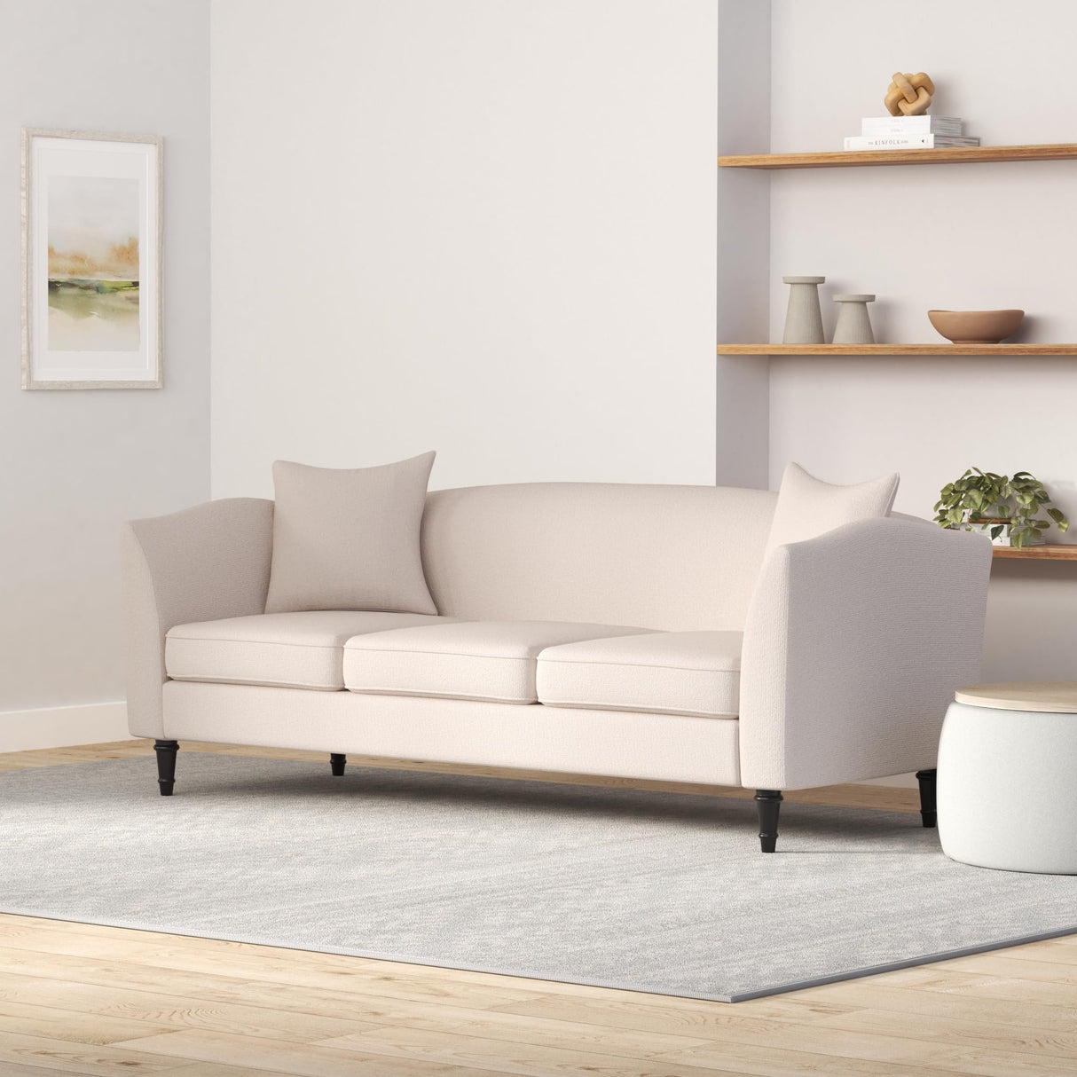 Austell 3 Seater Sofa, Beige + Dark Brown