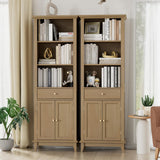 Bookcases with 2 Doors and 1 Drawer, Floor Standing Display Storage with 1 Adjustable