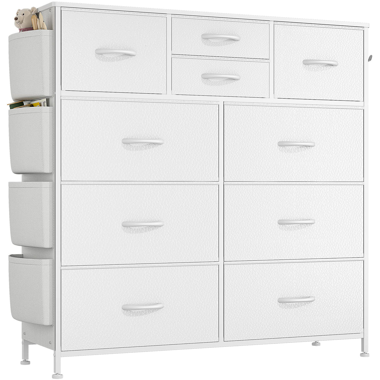 White Dresser for Bedroom 10 Drawers, Tall Fabric Dressers Chest of Drawers for Closet,