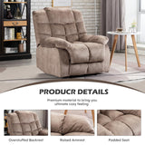 Single Recliner Chairs for Living Room Overstuffed Breathable Fabric Reclining Chair