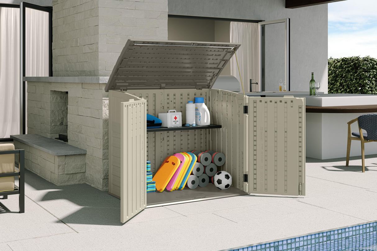 34 Cu Ft Capacity Horizontal Outdoor Storage Shed for Garbage Cans, Garden Accessories