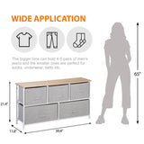 SUPER DEAL 5 Drawer Dresser for Bedroom Fabric Chest of Drawers for Closet Wide Clothes Storage Organizer with Heavy Duty Steel Frame and Wood Top, Light Grey