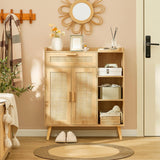 Storage Cabinet with Rattan Doors, Rattan Sideboard Cabinet with 1 Large Drawer,