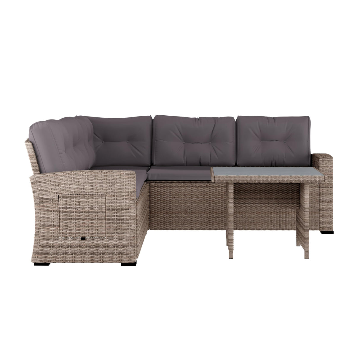 Pomfret Indoor/Outdoor Wicker Rattan Conversation Set, Dining Table