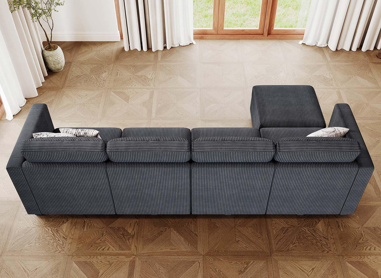 Modular Sectional Couch with Storage Ottoman L Shape Corduroy Sectional Sofa