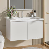 36" Bathroom Vanity with Ceramic Sink, Floating Bathroom Vanity with Sink and Cabinet