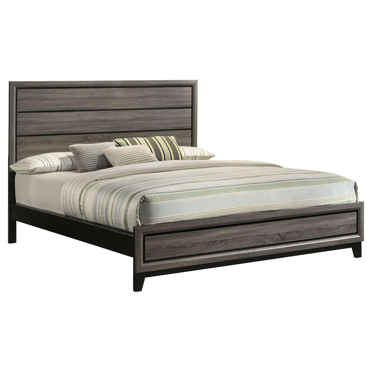 Watson Transitional Wood California King Size Panel Bed Frame 57-inch Headboard Grey