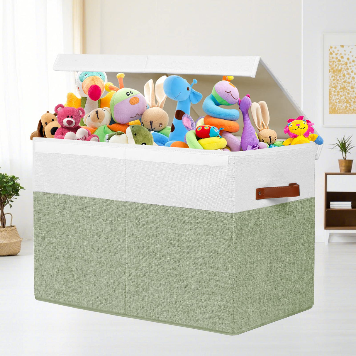 Large Toy Storage Box with Lid, Sturdy Toys Storage Chest Bin Organizer Basket