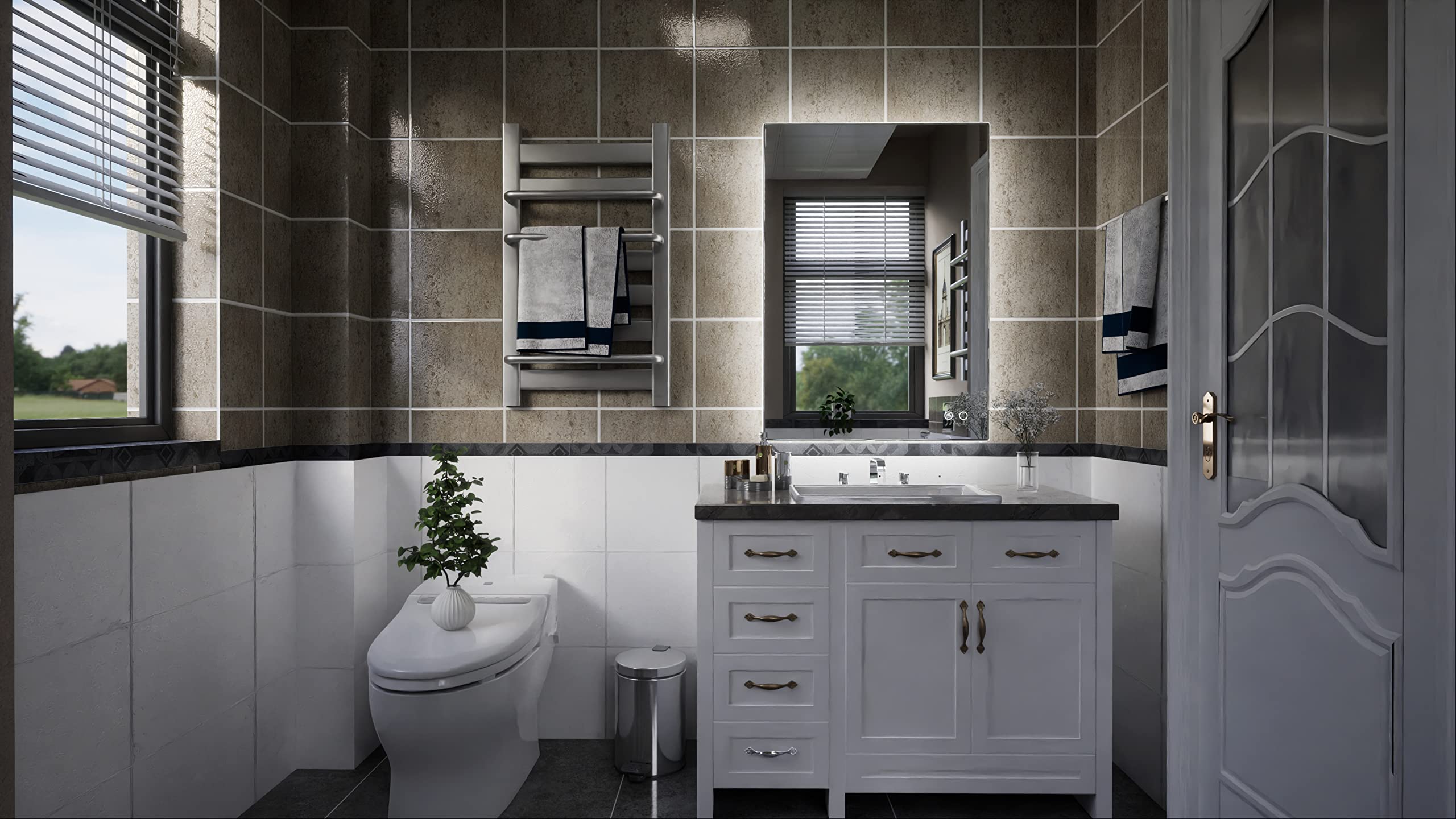 LED Mirror with Backlit, Anti Fog Lighted Mirror with Stepless Dimmable