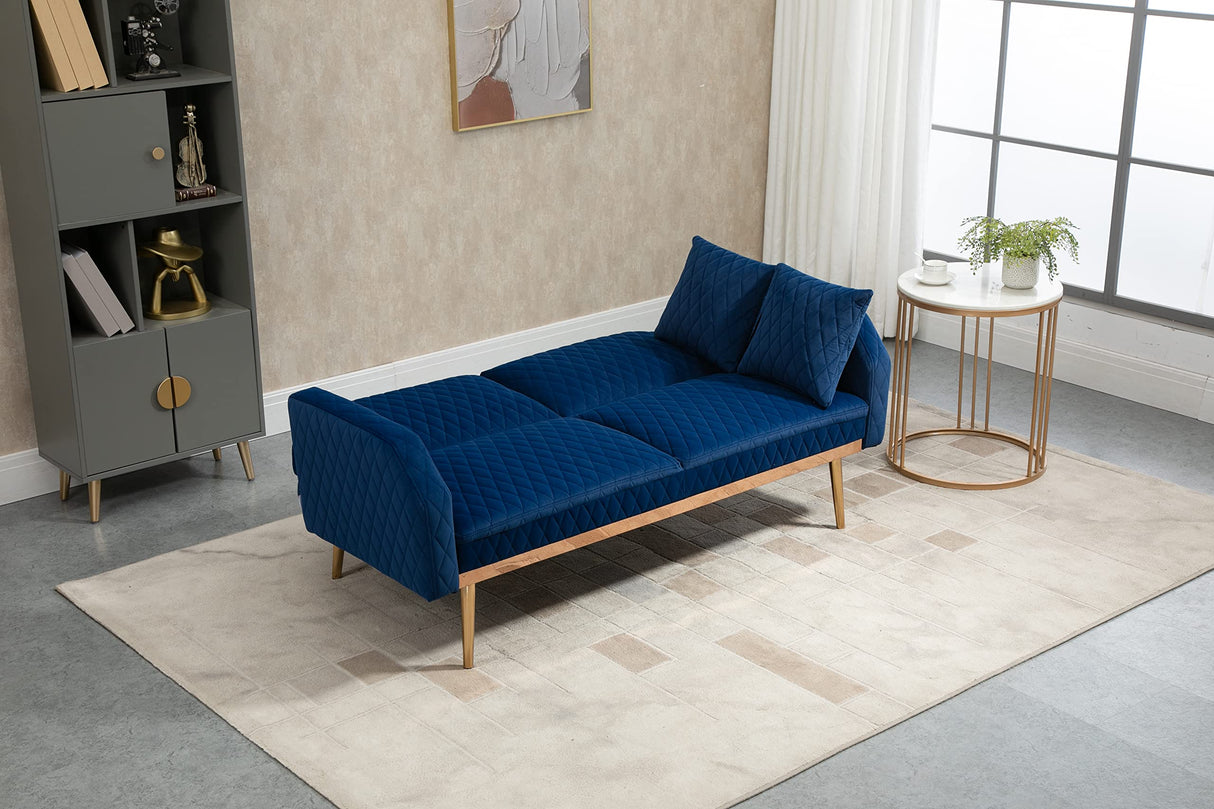 Velvet Loveseat Sofa, Modern Sleeper Sofa Couch with 2 Pillows