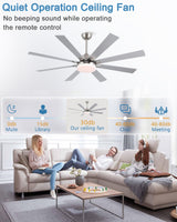 62 inch Ceiling Fans with Lights and Remote Control, Modern Brushed Nickel Ceiling