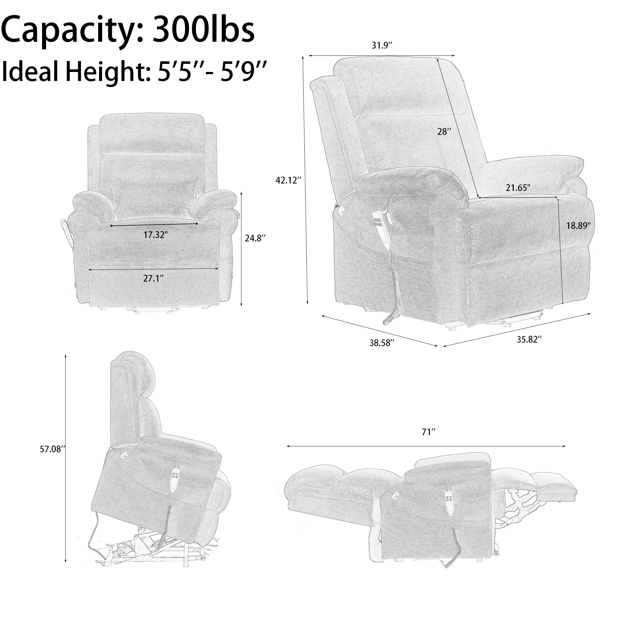 ComforLift Extra-Wide Power Recliner Chair – Heavy-Duty & Sturdy Support