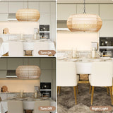 Fabric Basket Rattan Chandeliers For Dining Room,Woven Kitchen Lighting Fixtures