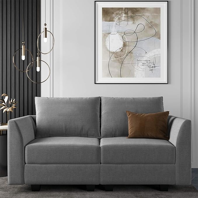 Modern Loveseat Polyester Fabric Loveseat Sofa for Small Space Modular Sofa with Storage Seat