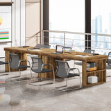 63-Inch Conference Table with Storage, Farmhouse Meeting Room Tables for 4-6 People,