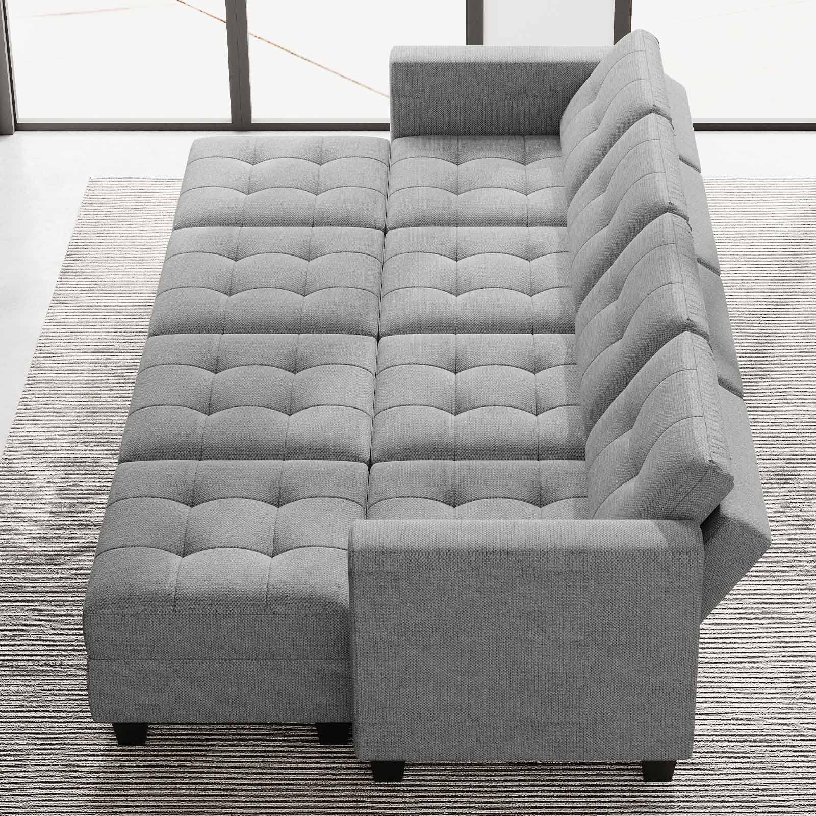 Modular Sleeper Sofa Sectional Couch with Wide Chaises Convertible Sectional Sofa