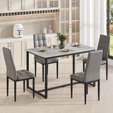 5-Piece Dining Table Set for 4, 47.24-Inch Faux Marble Kitchen Table with Highback PU Leather Chairs, Modern Dining Room Table Set for Apartment, Kitchens, Restaurant