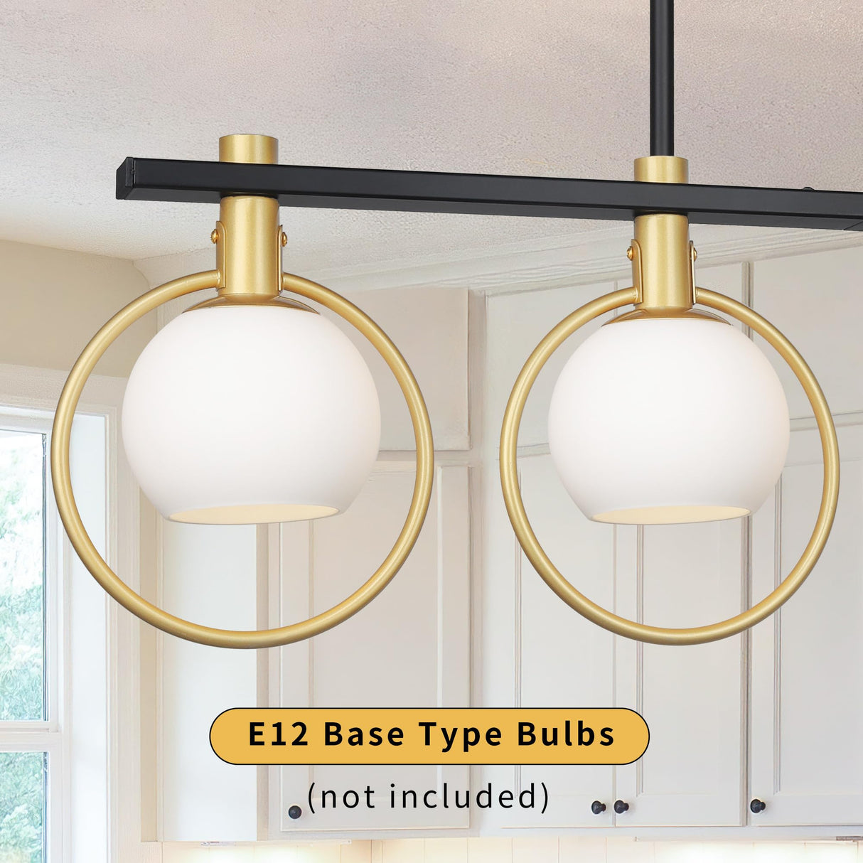 Gold Black Chandelier Modern Dining Room Light Fixture 4-Light Kitchen Island Lighting