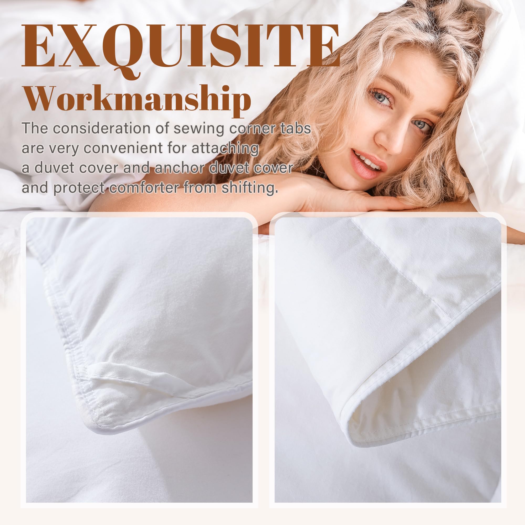 Twin Size Feather Comforter Filled with Feather & Down - All Season White Twin Duvet
