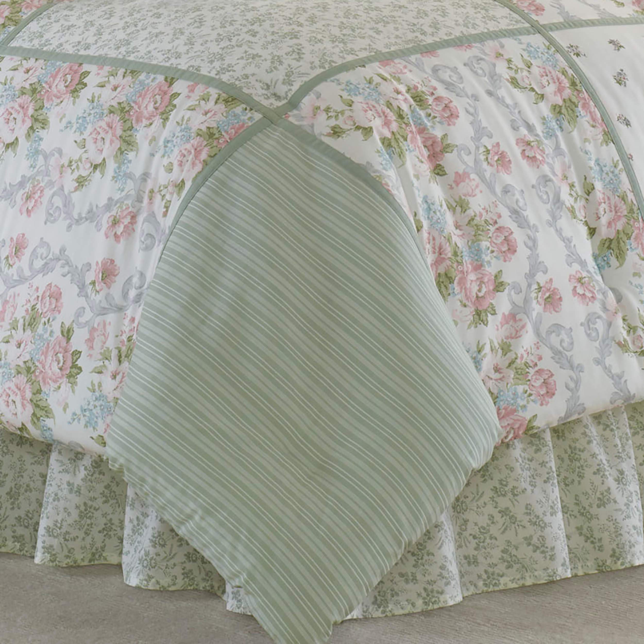 King Comforter Set, Reversible Cotton Bedding with Matching Shams & Bedskirt, Stylish