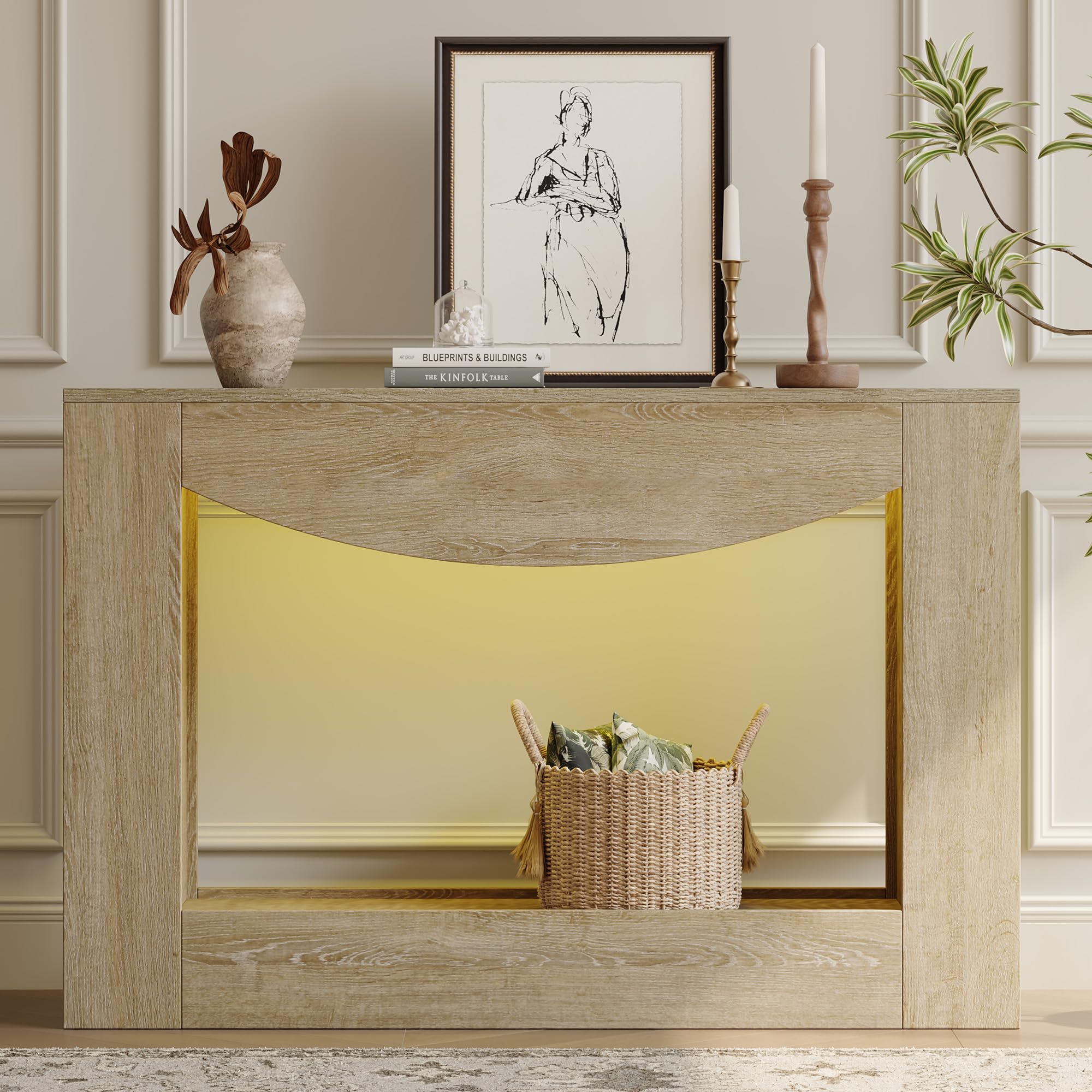 47" Farmhouse Console Table with LED Light