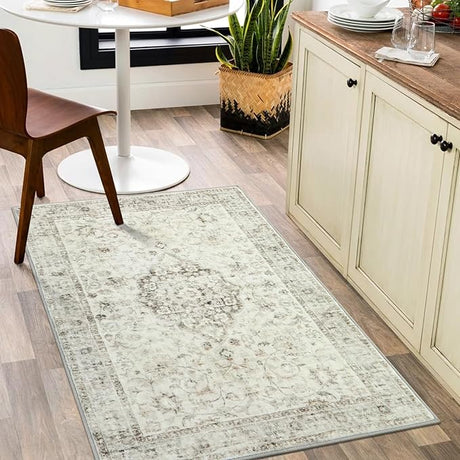 Machine Washable Area Rugs 8x10 - Large Farmhouse Rugs for Living Room Oriental Rug