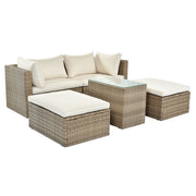 4-Piece Outdoor Patio Furniture Set Garden Wicker Rattan Sectional Sofa Set