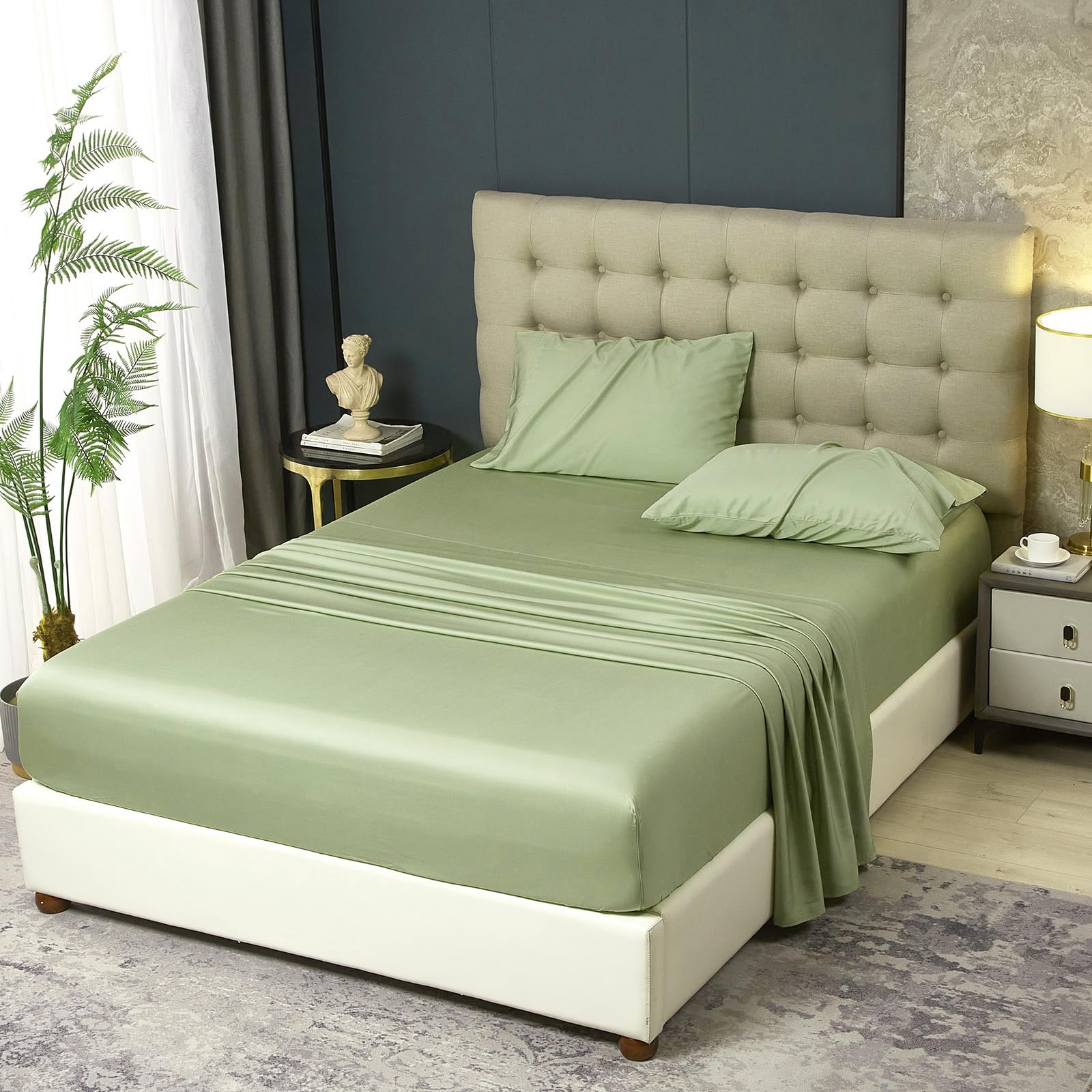 Full Sheets Sets, Rayon Derived from Bamboo, Extra Deep Pocket Sheets Fits 18"-24"