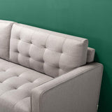 Benton Sofa Couch, Grid Tufted Cushions, Easy, Tool-Free Assembly, Stone Grey