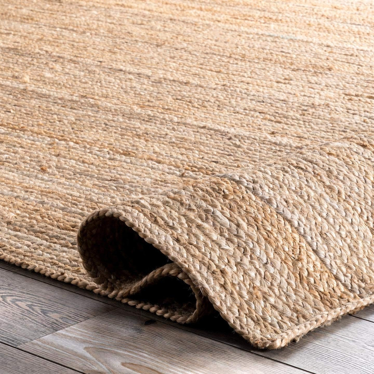 8x10 Rigo Jute Hand Woven Area Rug, Natural, Solid Farmhouse Design, Natural Fiber,