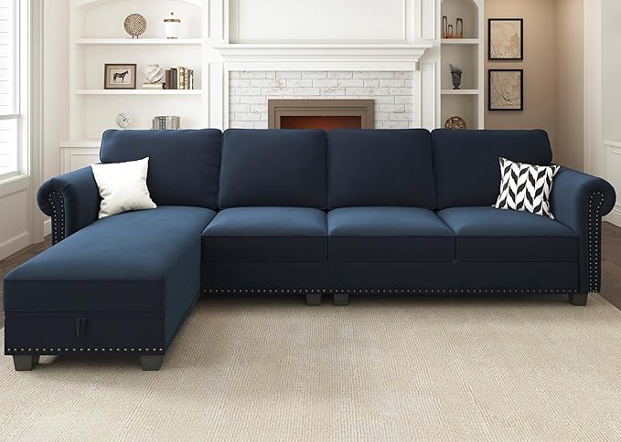 Convertible Sectional Sofa L Shape Couch with Reversible Chaise 4 Seat Sectional Sofa