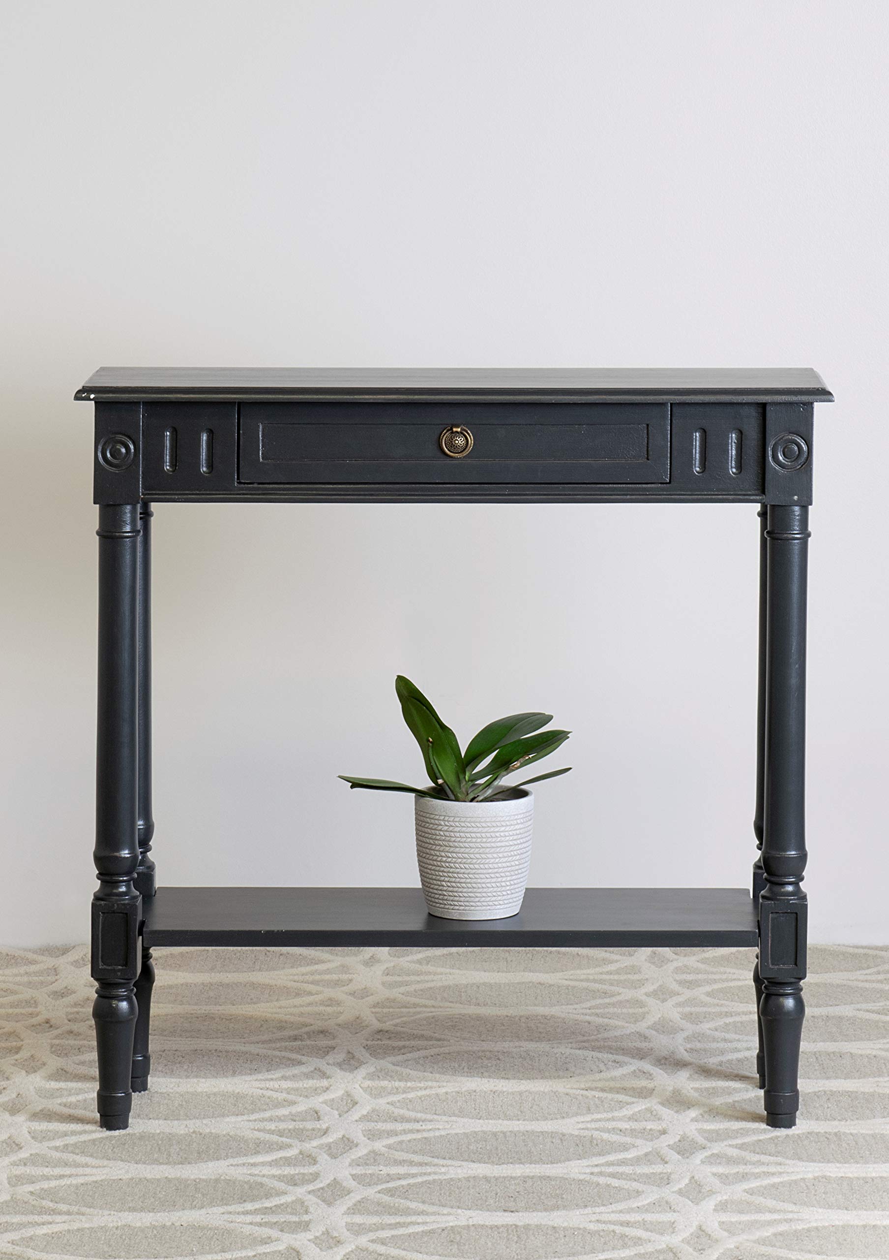 Marisol Black Console Table - 31.4" Slim Entryway Table with Drawer & Shelf