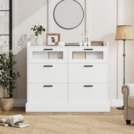 Modern 6 Drawer Dresser for Bedroom, Double Wide Chest of Drawers