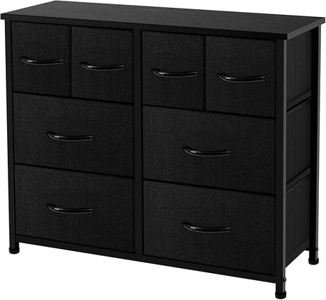 Concept Bedroom, Wide Fabric Dresser for Storage and Organization, Grey (8-Drawers)