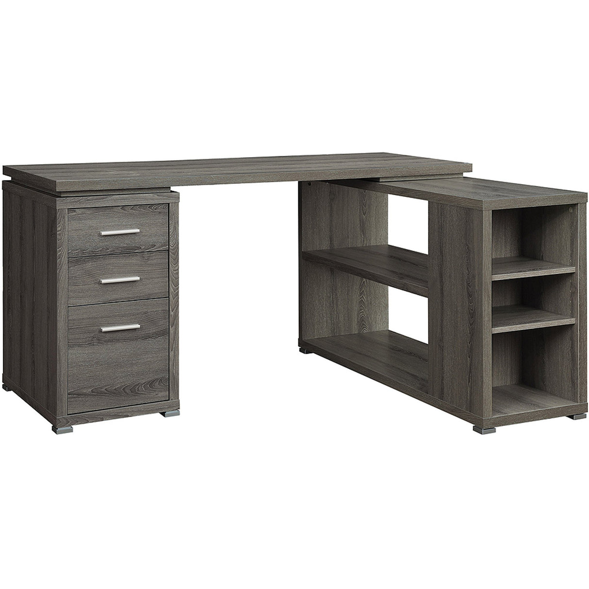 Coaster Yvette Collection Weathered Grey L-Shaped Reversible Desk