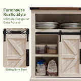 Bathroom Floor Cabinet, Farmhouse Storage Cabinet with Sliding Barn Door & Storage