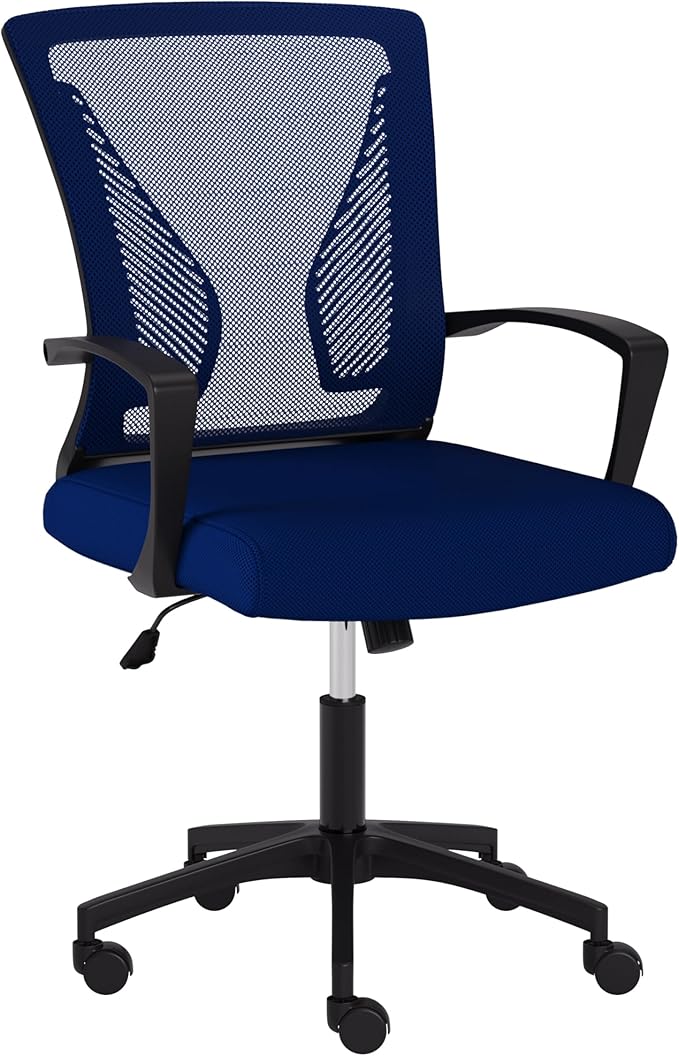 Mesh Back Ergonomic Height Adjustable Task Chair - for Home Office, Tilting, Padded Seat