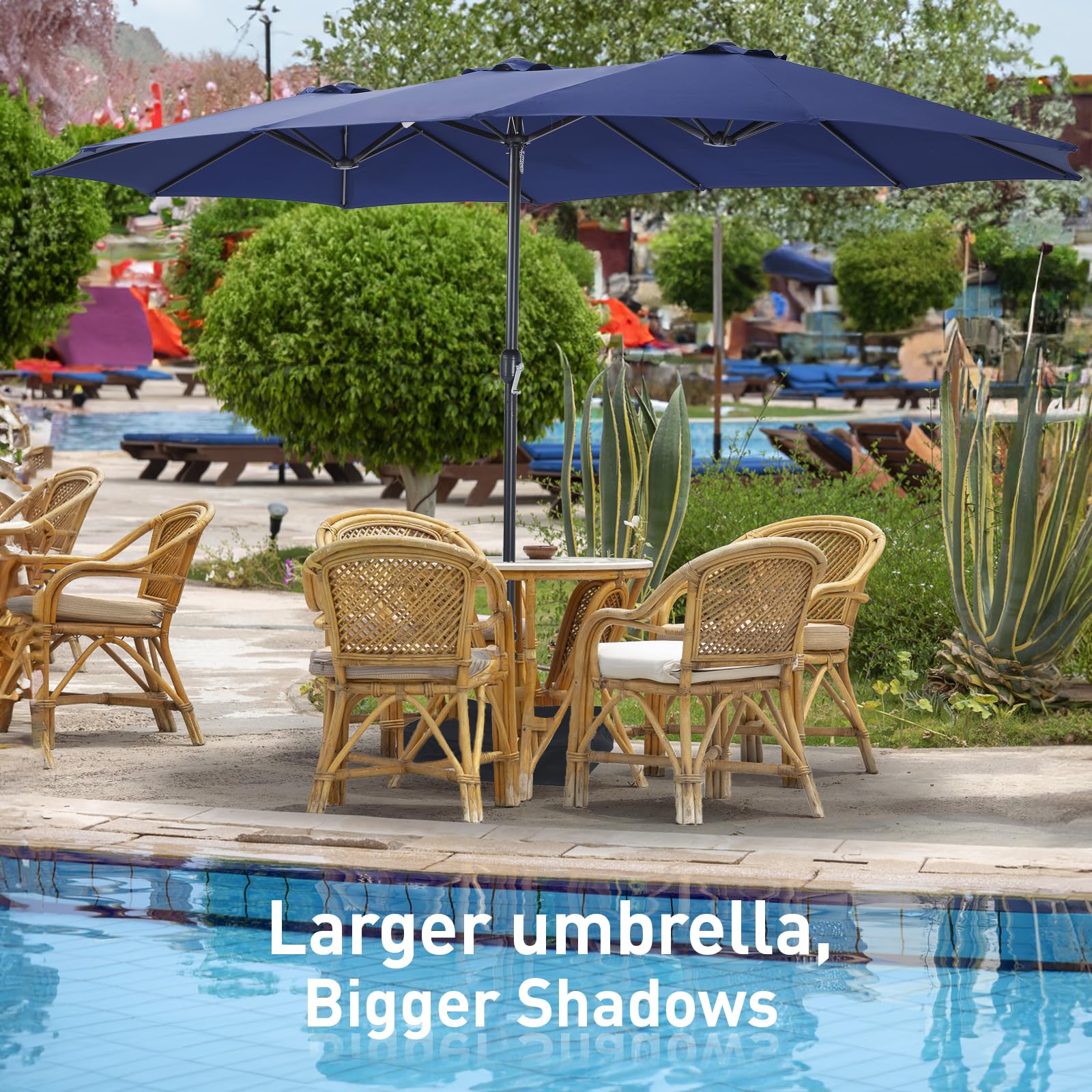 15ft Double Sided Patio Umbrellas with Base Included,
